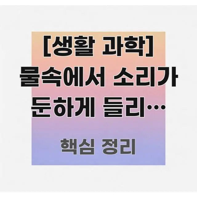 [생활 과학] 물속에서 소리가 둔하게 들리는 이유 | 핵심 정보를 압축한 스마트 정보 카드 - 글 흐름을 돕는 시각 자료