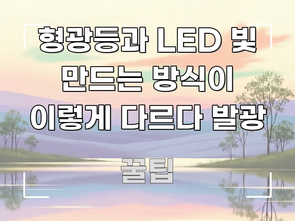 형광등과 LED 빛 만드는 방식이 이렇게 다르다 발광 요점만 뽑아낸 정보 전달형 표지 이미지 - 독자 이해를 위한 이미지