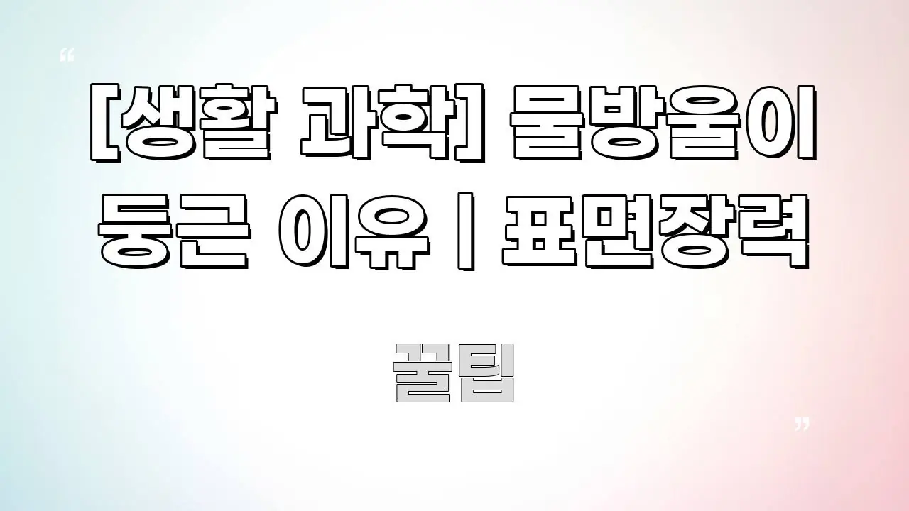 [생활 과학] 물방울이 둥근 이유 | 표면장력 한 번에 이해되는 타이포그래피 블로그 표지