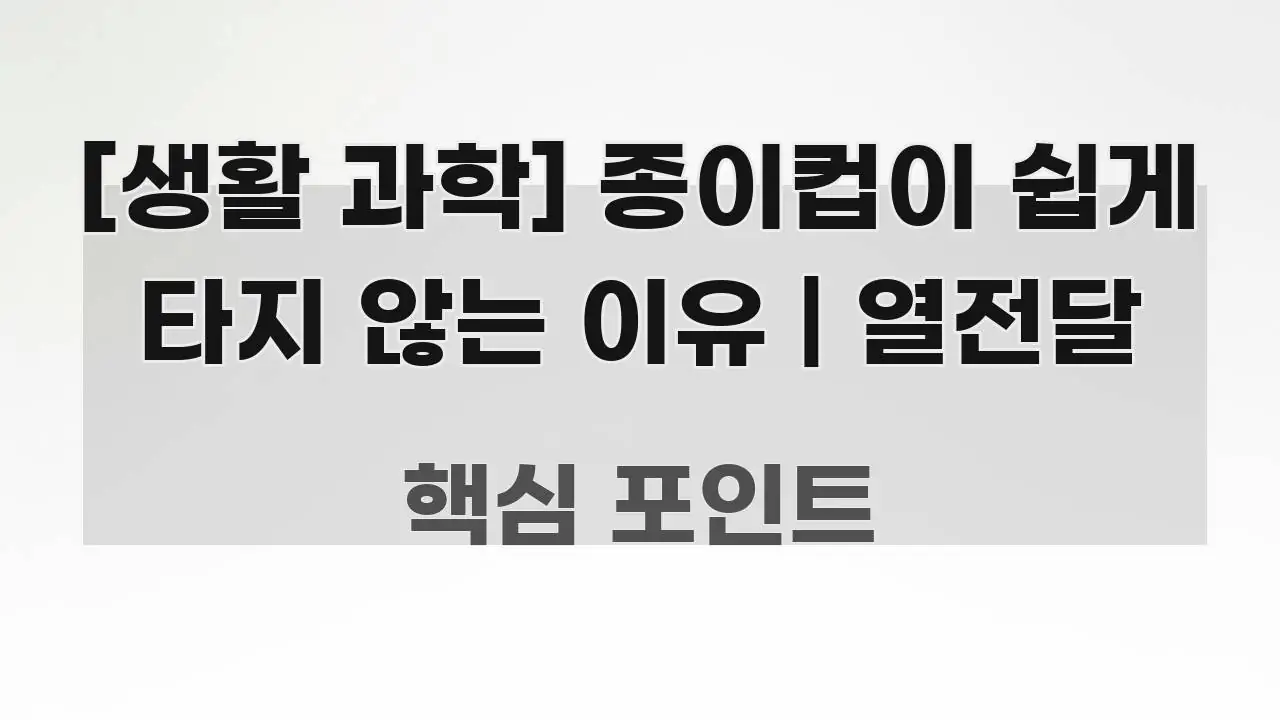 [생활 과학] 종이컵이 쉽게 타지 않는 이유 | 열전달 직관적으로 이해되는 심플 타이포그래피 표지
