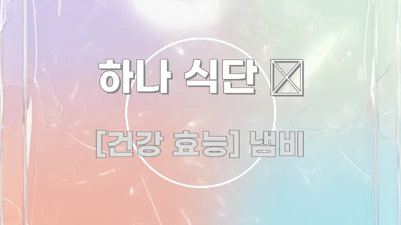 하나 식단 🥘 핵심 요약 하나 식단 🥘 실생활에 도움되는 콘텐츠 요약 표지 이미지