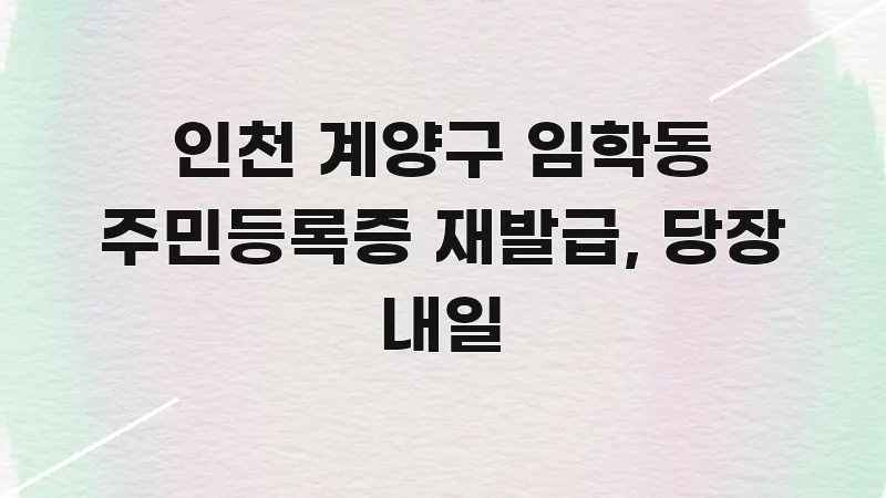 인천 계양구 임학동 주민등록증 재발급, 당장 내일 카드뉴스 표지 인천 계양구 임학동 주민등록증 재발급, 당장 내일 꼭 필요한 정보만 담은 모던 카드뉴스 디자인 - 내용 요약을 위한 이미지