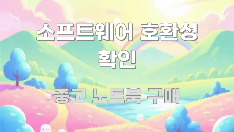소프트웨어 호환성 확인 핵심 요약 소프트웨어 호환성 확인 효율적으로 구성된 정보 카드 디자인 이미지 - 글 흐름을 돕는 시각 자료