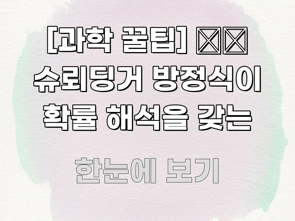[과학 꿀팁] ⚛️ 슈뢰딩거 방정식이 확률 해석을 갖는 중요 내용만 뽑은 블로그 포스트 커버 이미지