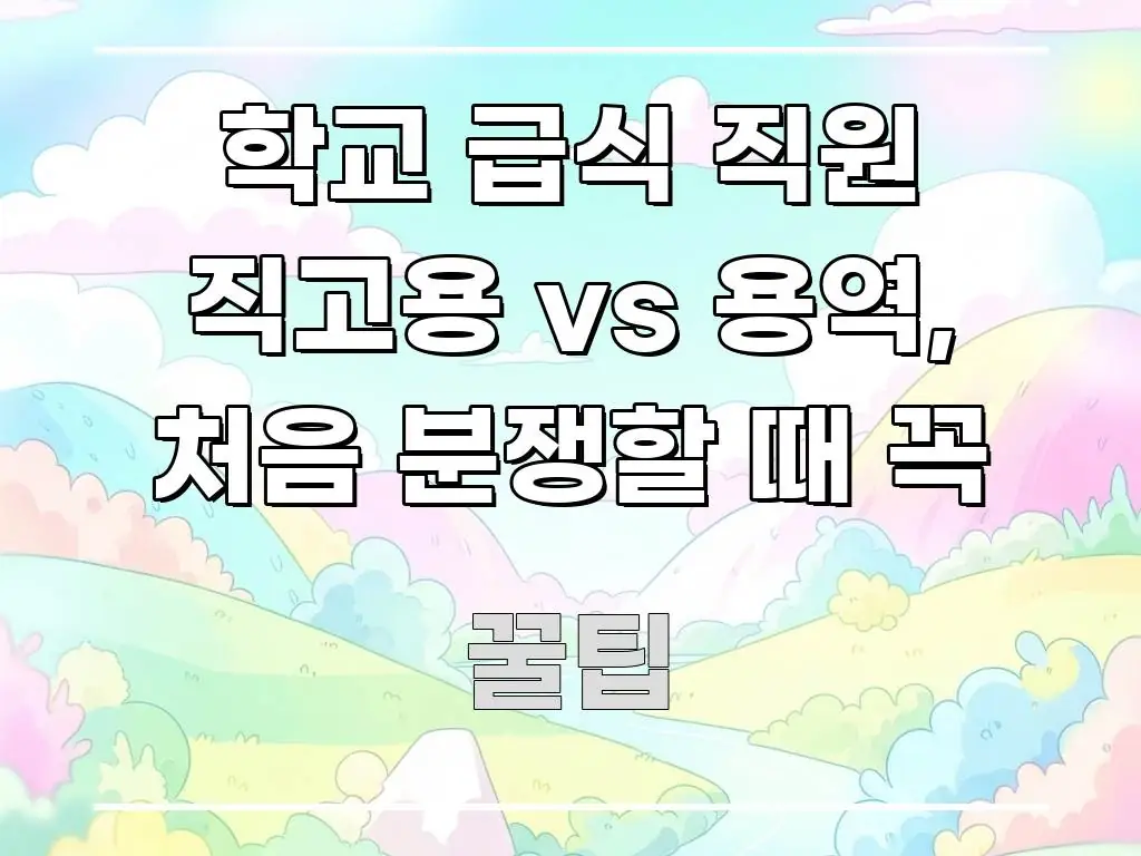 학교 급식 직원 직고용 vs 용역, 처음 분쟁할 때 꼭 검증된 정보로 구성된 미니멀 블로그 썸네일 - 내용 요약을 위한 이미지
