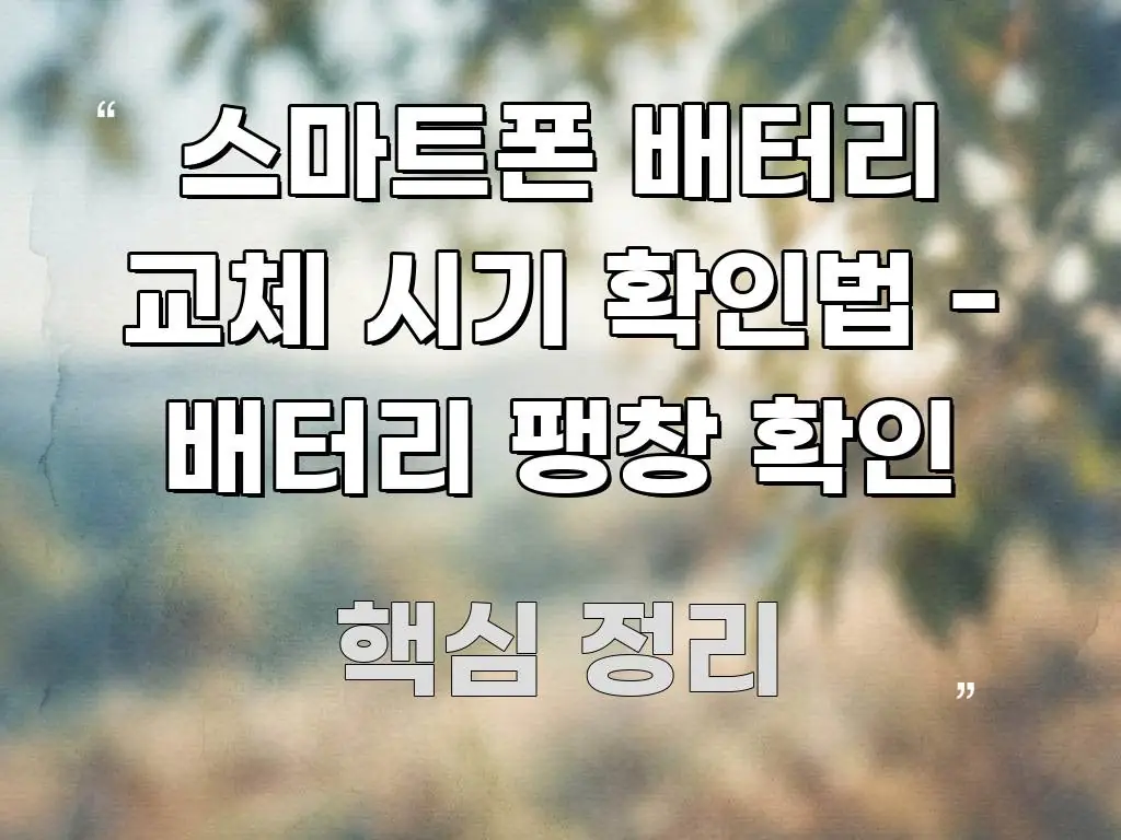 스마트폰 배터리 교체 시기 확인법 - 배터리 팽창 확인 심플하고 명확하게 정리한 읽기 좋은 정보 카드 - 글 흐름을 돕는 시각 자료