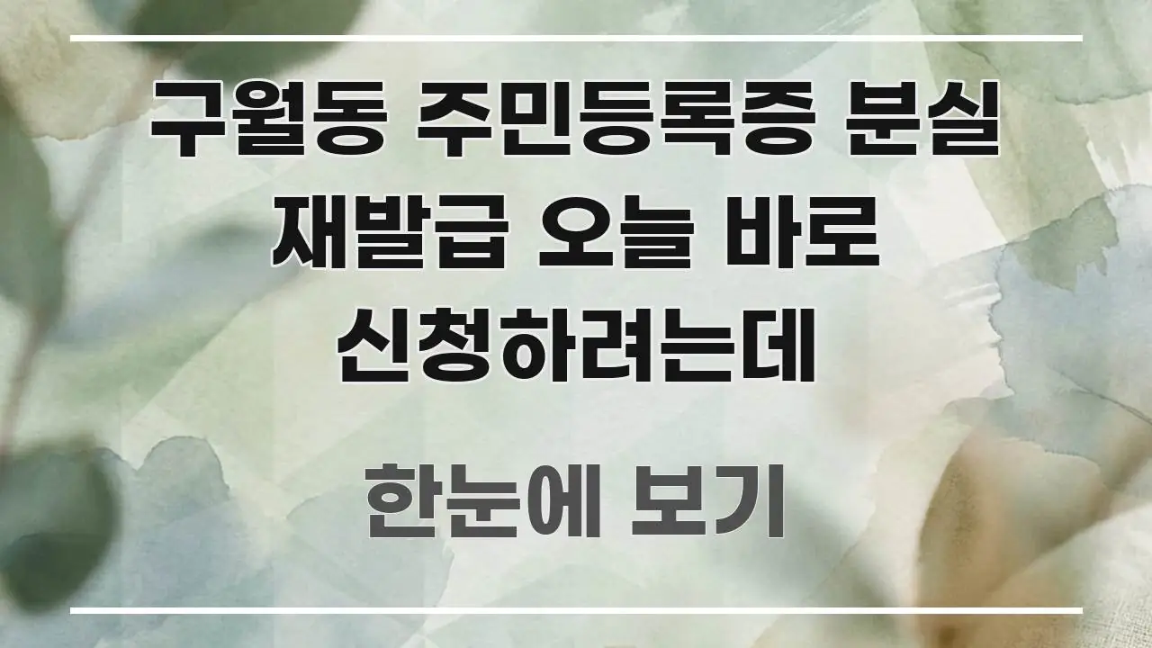 구월동 주민등록증 분실 재발급 오늘 바로 신청하려는데 주요 흐름을 설명한 블로그 대표 이미지 - 내용 요약을 위한 이미지