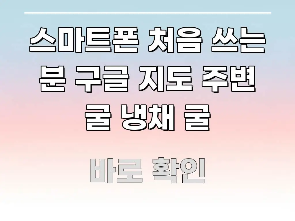 스마트폰 처음 쓰는 분 구글 지도 주변 굴 냉채 굴 가독성 높게 정리한 카드뉴스 스타일 이미지 - 독자 이해를 위한 이미지