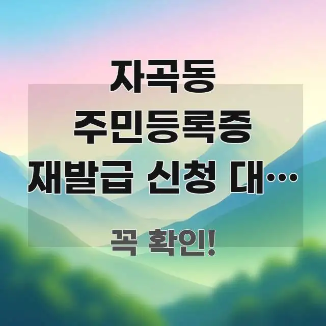 자곡동 주민등록증 재발급 신청 대리 신청 가능한가요 | 주요 흐름을 설명한 블로그 대표 이미지 - 독자 이해를 위한 이미지