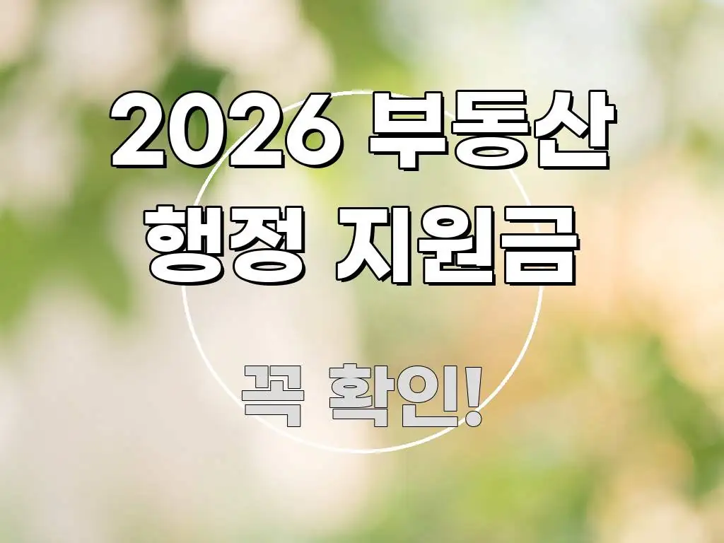 2026 부동산 행정 지원금 실생활에 도움되는 가독성 높은 정보 이미지 - 참고용 이미지
