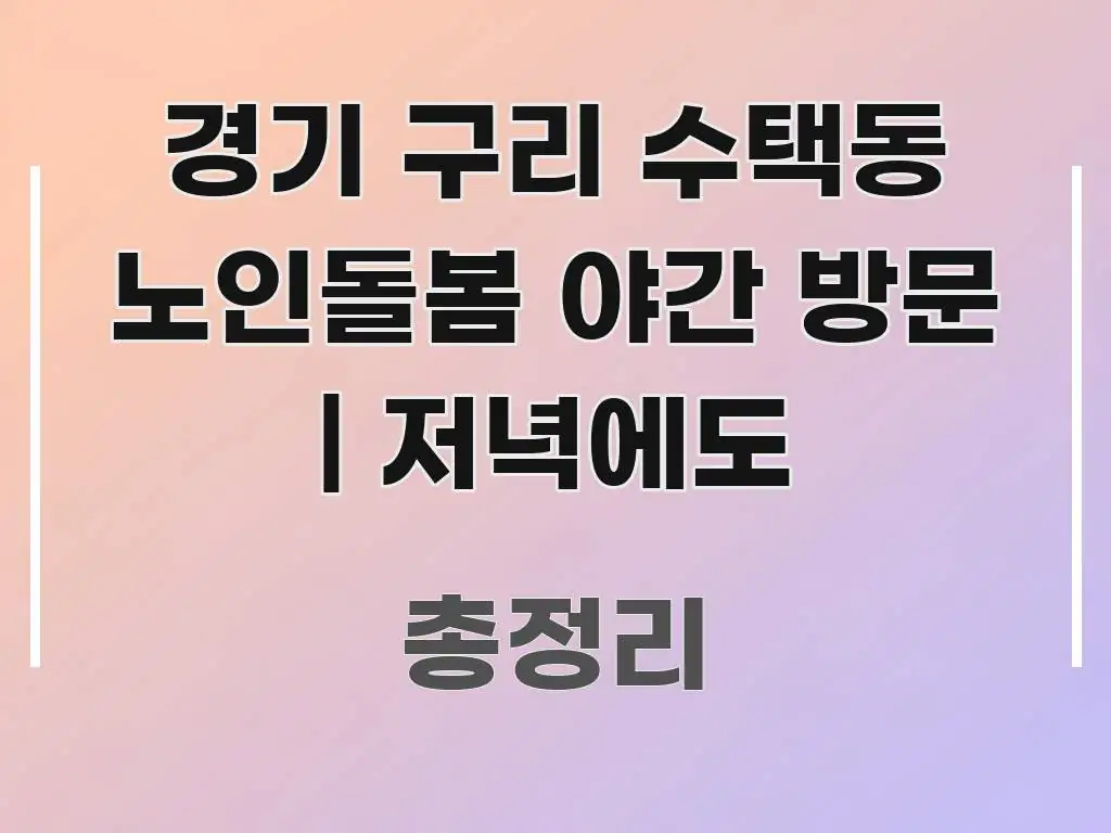 경기 구리 수택동 노인돌봄 야간 방문 | 저녁에도 빠르게 이해할 수 있는 핵심 요약 디자인 카드 - 내용 요약을 위한 이미지