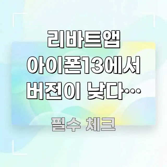 리바트앱 아이폰13에서 버전이 낮다고 떠요 | 진짜 심플하고 명확하게 정리한 가독성 높은 정보 이미지 - 독자 이해를 위한 이미지