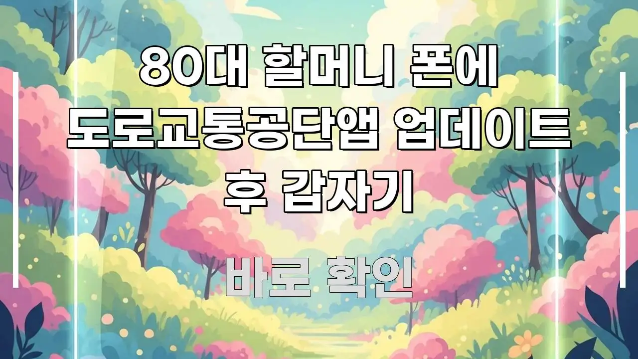 80대 할머니 폰에 도로교통공단앱 업데이트 후 갑자기 간결하고 명료한 핵심 정리 썸네일 이미지 - 독자 이해를 위한 이미지