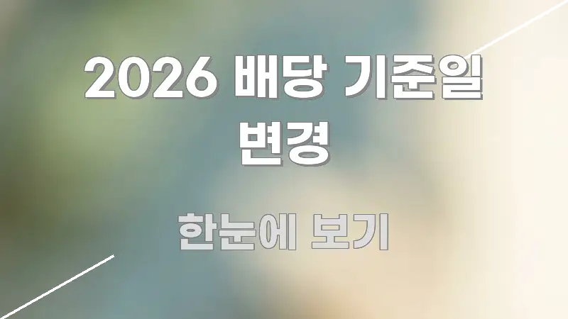 2026 배당 기준일 변경 핵심 키워드 중심의 정보 정리 카드 이미지 - 본문 내용과 연관된 이미지