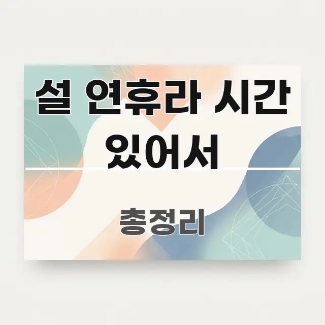 설 연휴라 시간 있어서 정보 이미지 설 연휴라 시간 있어서 가독성 높게 정리한 정보 전달형 표지 이미지 - 독자 이해를 위한 이미지