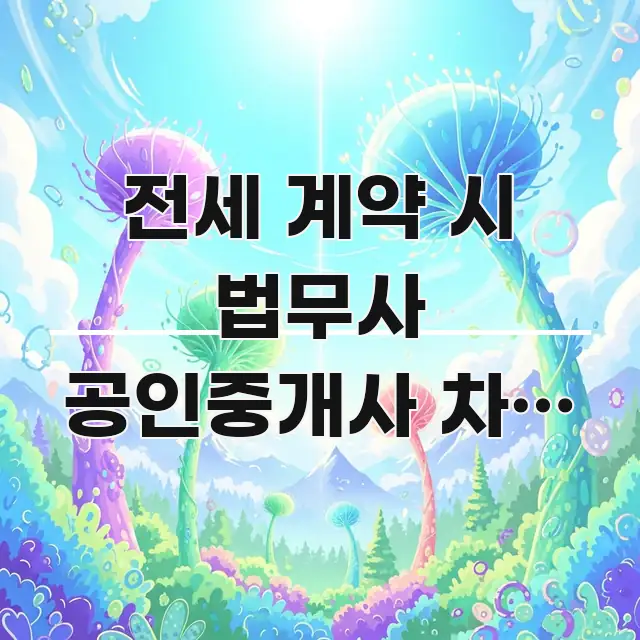 전세 계약 시 법무사 공인중개사 차이 | 어느 쪽 카드뉴스 표지 전세 계약 시 법무사 공인중개사 차이 | 어느 쪽 빠르게 이해할 수 있는 블로그 대표 이미지 - 본문 내용과 연관된 이미지
