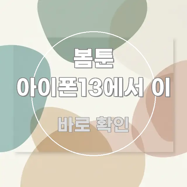 봄툰 아이폰13에서 이 정보 이미지 봄툰 아이폰13에서 이 스마트하게 정리된 블로그 섹션 구분 이미지 - 독자 이해를 위한 이미지